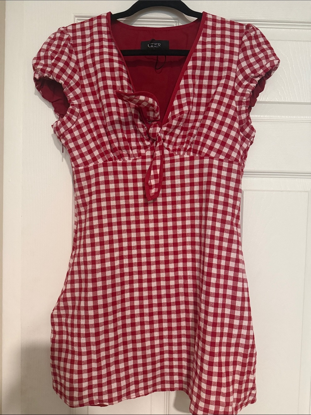Cider Red and White Gingham Tie-Front Tunic